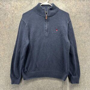 Polo Ralph Lauren Sweater Mens Medium Blue Quarter Zip Mock Neck Pullover
